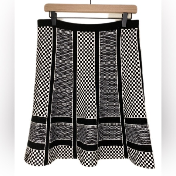 Spense Dresses & Skirts - Black White Checkerboard Midi Skirt Geometric A Line Statement Modern Retro